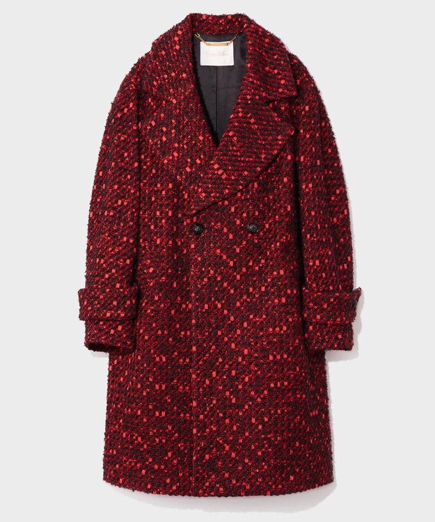 GRACE CONTINENTAL ツイードチェスターコート レッド