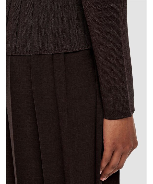 JOSEPH 【洗える】サティニーリブ　ロングスリーブポロニット Ebony