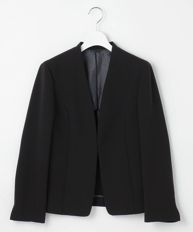 J.PRESS LADIES 【セットアップ対応】セラテリーダブルクロス ノーカラー ジャケット ブラック系