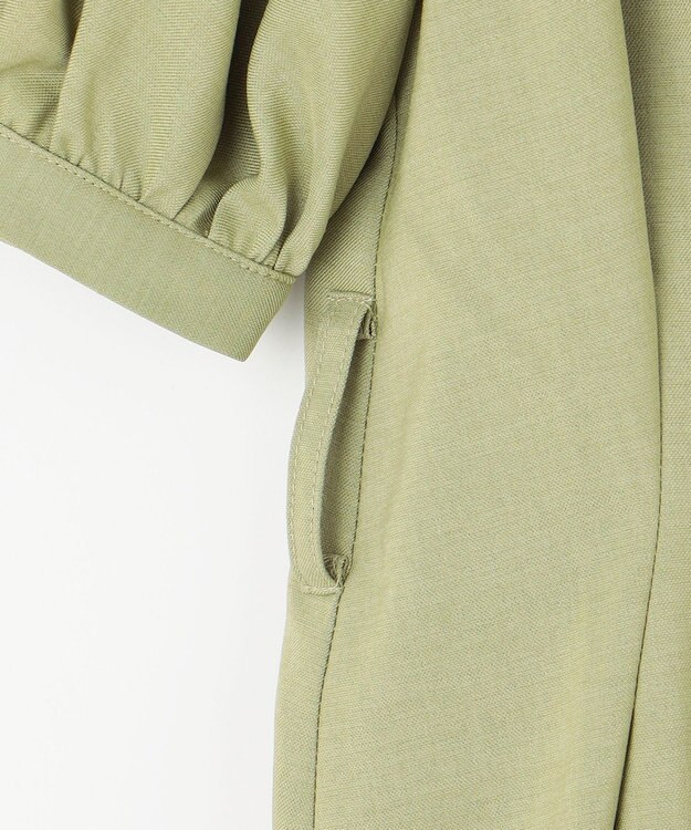 Feroux 【洗える】パフスリーブシャツ ワンピース グリーン系