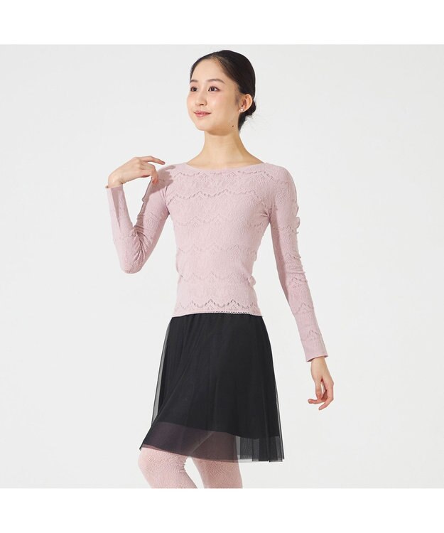 Chacott 【ノーソーイングニット】ノーソーイングクルーネックトップ グレージュ