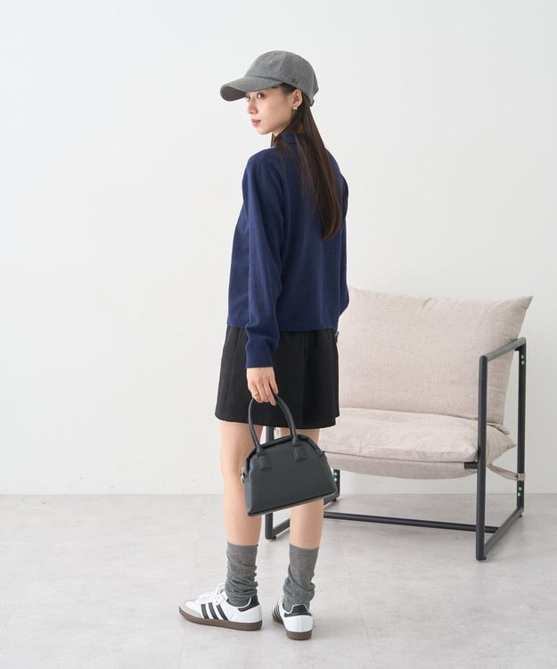 earth music&ecology 【予約】襟付きアーガイルニットカーディガン ネイビー