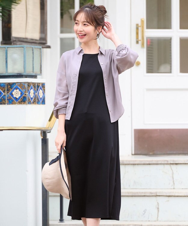 ANY SIS 【美人百花6月号掲載】2SETシアーシャツ×ワンピース セット ネイビー×ラベンダーグレー