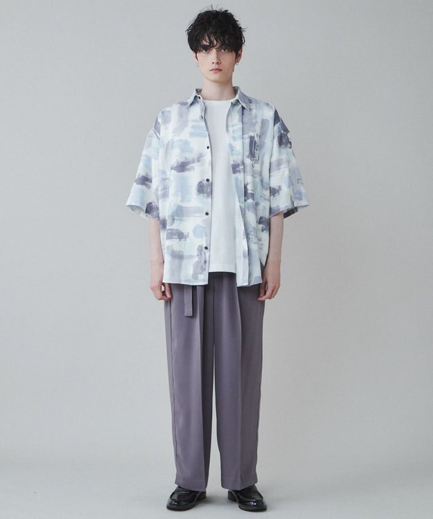 WEGO トロミ　ベルト付きワイドスラックス パープル