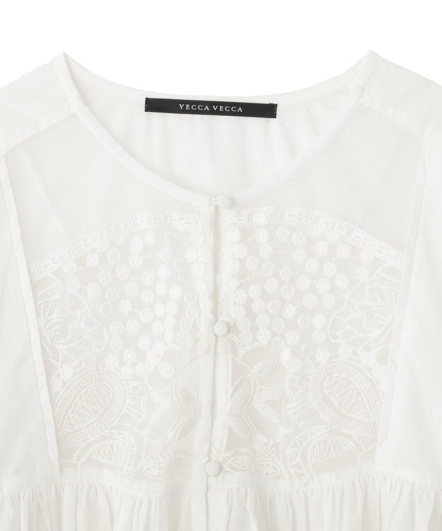 YECCA VECCA 刺繍レースブラウス Off White