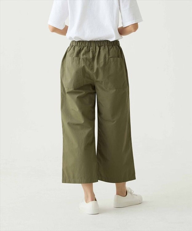 caqu color linen wide cropped コットンリネンクロップド丈ワイドパンツ olive