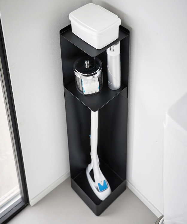 tower キャスター付きスリムトイレラック タワー ブラック ブラック