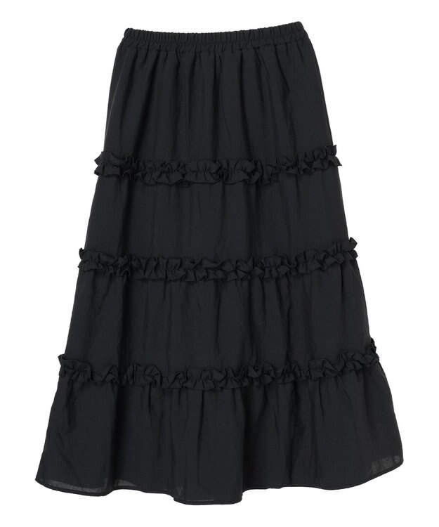 earth music&ecology ミニフリルボリュームスカート Black