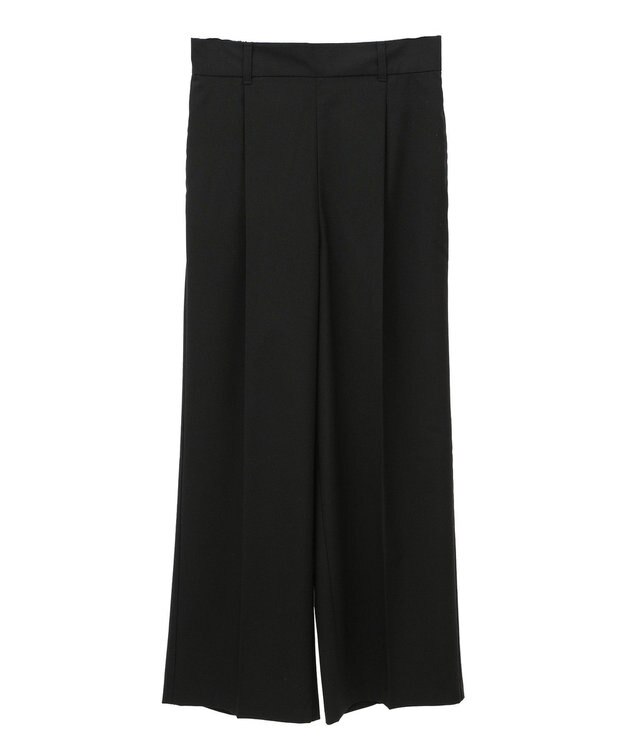 Green Parks あったかきれシル　ワイドストレートパンツ Black