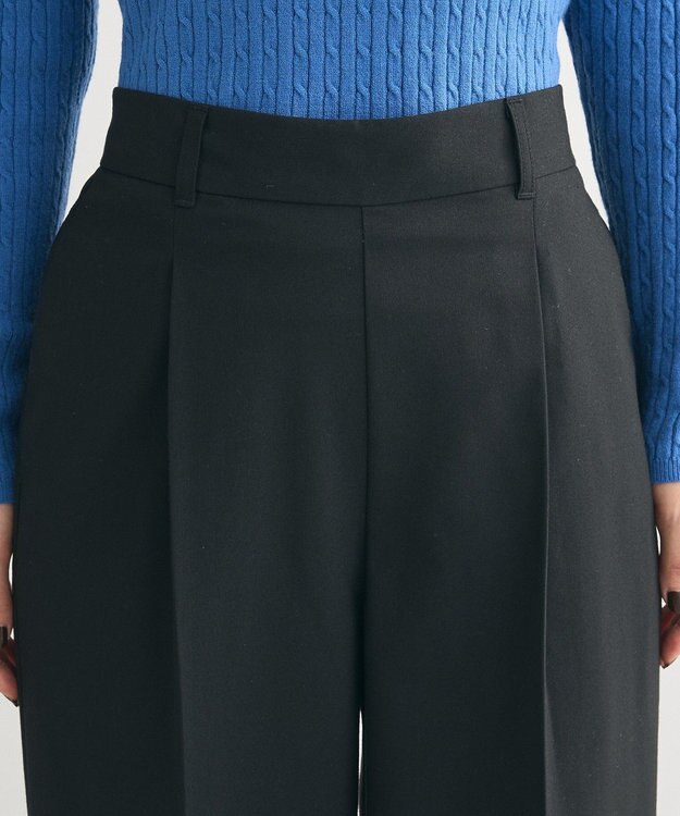 Green Parks あったかきれシル　ワイドストレートパンツ Black