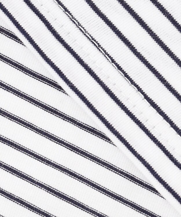 J.PRESS LADIES ベーシックジャージーシャツテール ボーダー カットソー オフ×ネイビー系