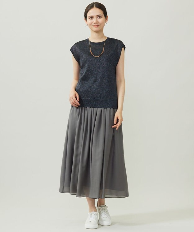 自由区 S 【カタログ掲載】カラーミックスラメスリーブレス ニット ネイビー