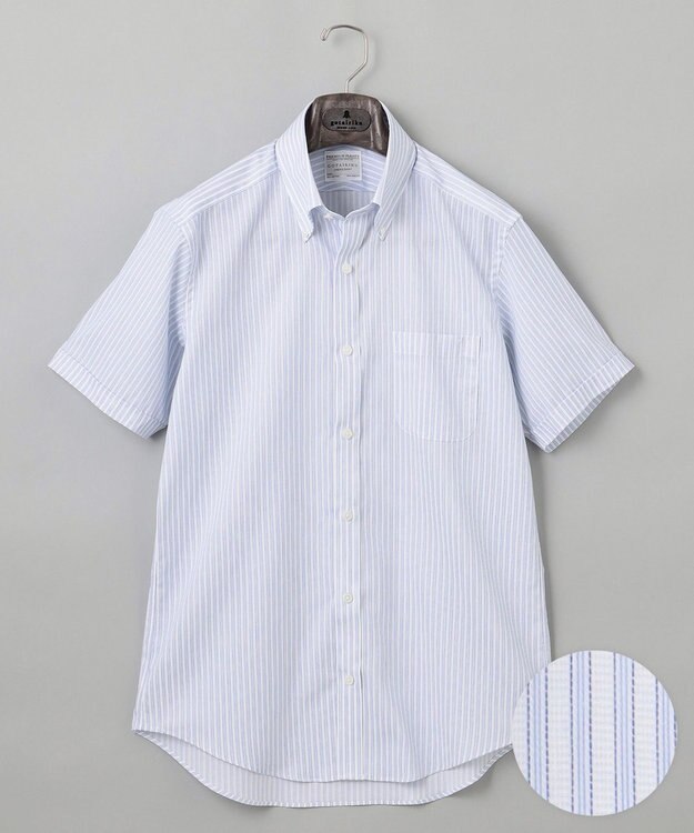 GOTAIRIKU 春夏向け【形態安定】SUMMERPREMIUMPLEATS_ボタンダウンカラー 半袖ドレスシャツ(25年モデル) ブルーストライプ