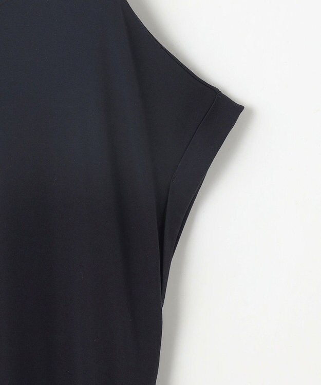 ANY SIS 【接触冷感・UVカット・洗える】ハイストレッチスムースサイドプリ－ツ ワンピース ネイビー