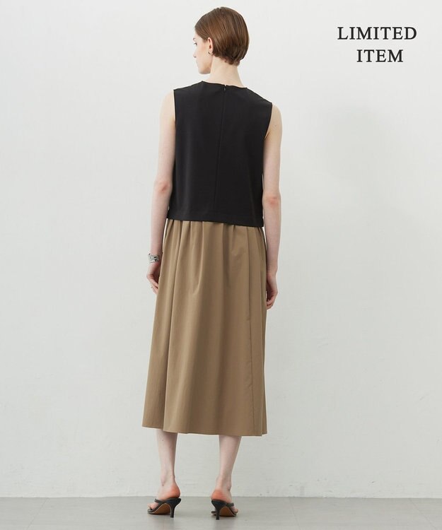 ICB L 【WEB限定・洗える】 RENUコンビ ノースリーブワンピース ブラック×モカ系