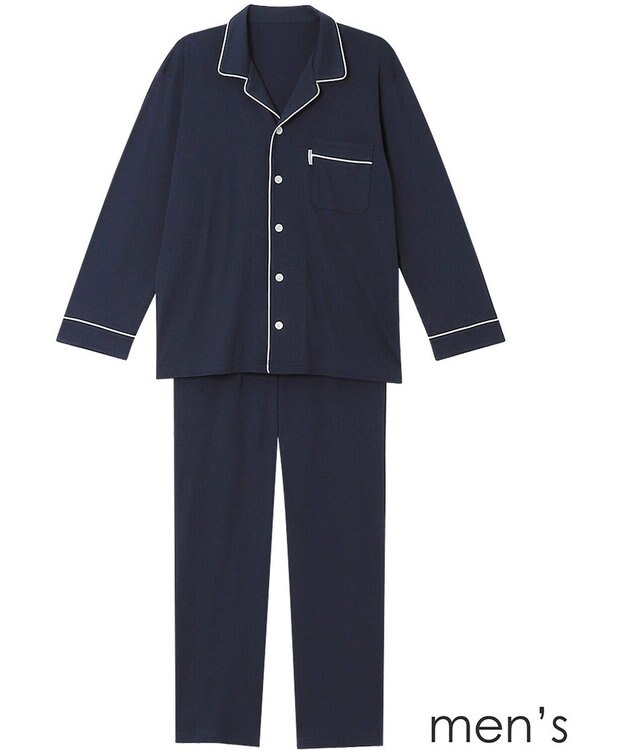 ワコール／睡眠科学 メンズ パジャマ 長袖 長ズボン 綿100%(天綿)（本体） YGX504 睡眠科学／ワコール コン