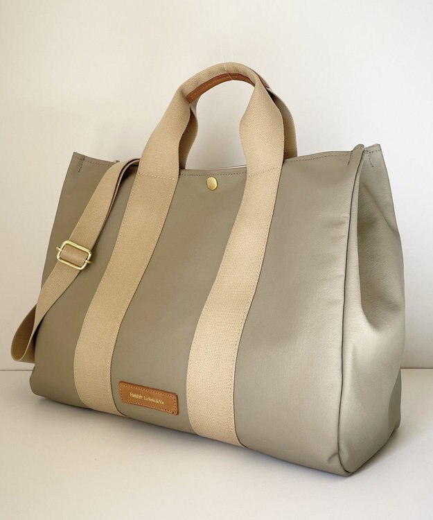 Hekhèr Le Style de Vie 【日本製 / A4サイズ対応 / 2WAY】PUコートコットンキャンバス トートバッグ large ベージュ