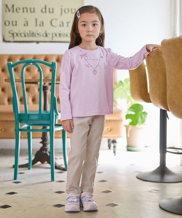 ANY KIDS 【WEB限定】7days プリント 長袖Tシャツ ラベンダー×ネックレス