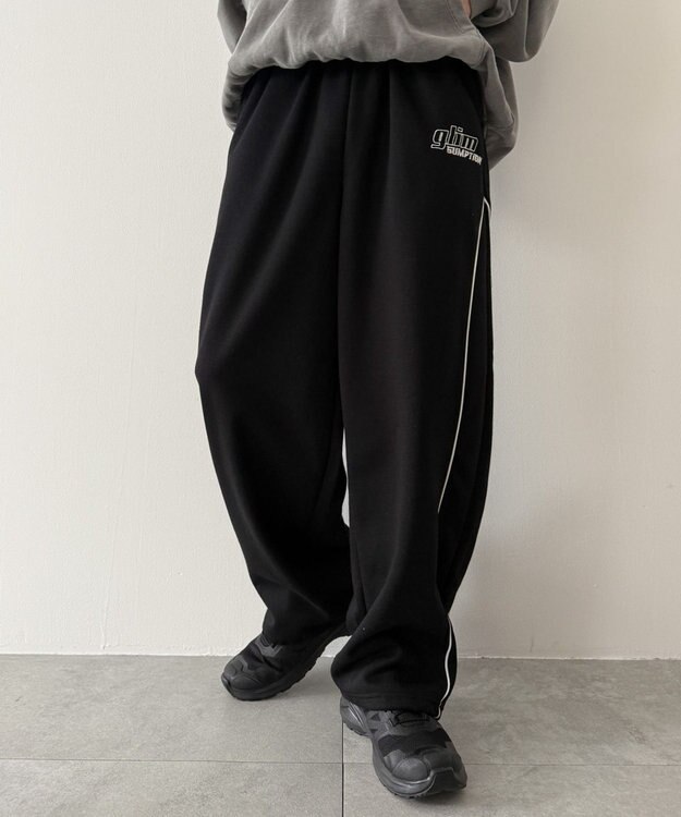 WEGO 【ウエストゴム】パイピングスウェットパンツ ブラック