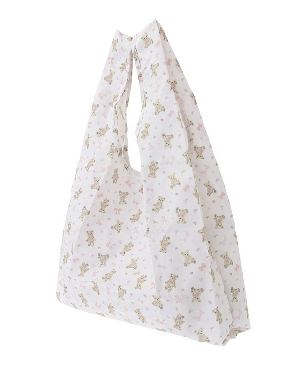 Maison de FLEUR ベアリボンプリントエコバッグ Ivory