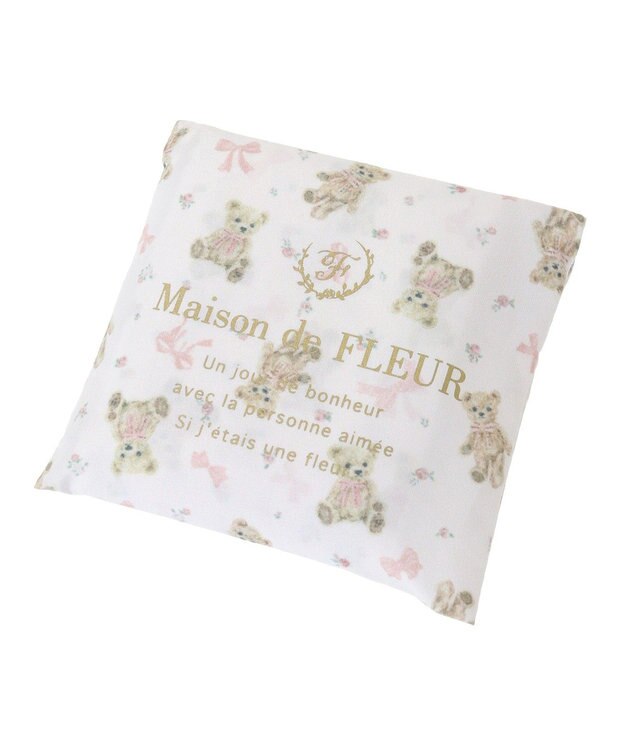 Maison de FLEUR ベアリボンプリントエコバッグ Ivory