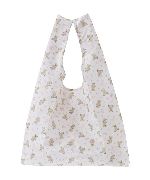 Maison de FLEUR ベアリボンプリントエコバッグ Ivory