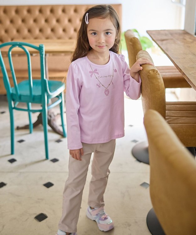 ANY KIDS 【WEB限定】7days プリント 長袖Tシャツ ラベンダー×ネックレス