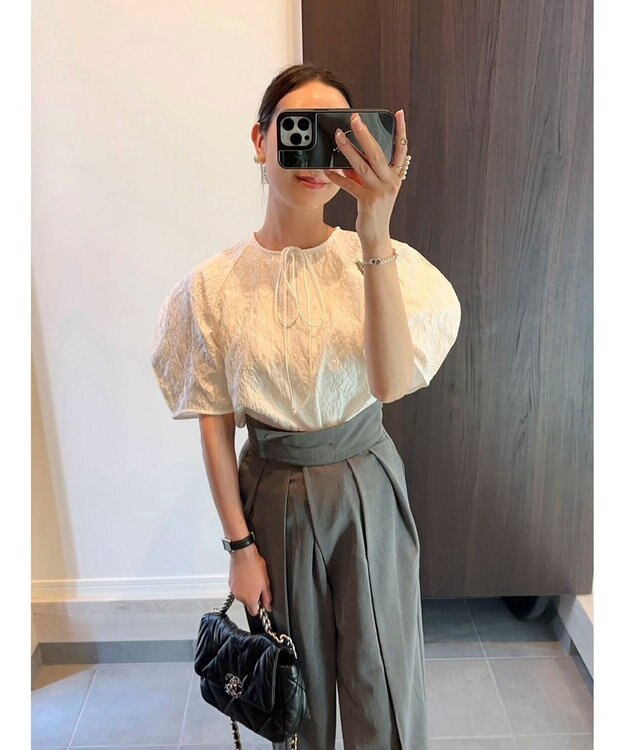 Green Parks AnriettMusee ショート丈ジャガードトップス Off White