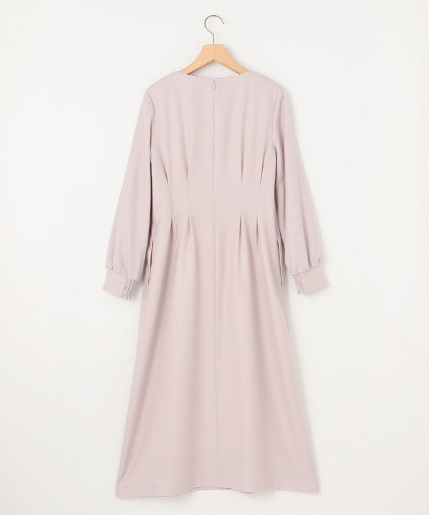 組曲 L ウールジョーゼット スリットネックワンピース ローズ系