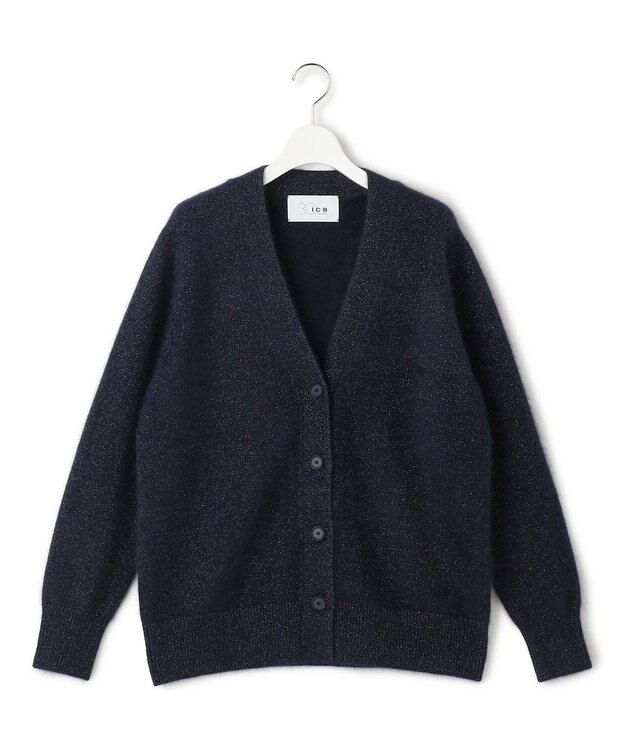 ICB L 【30th ANNIVERSARY】ルレックスフォックスアルパカ Vネックカーディガン ネイビー