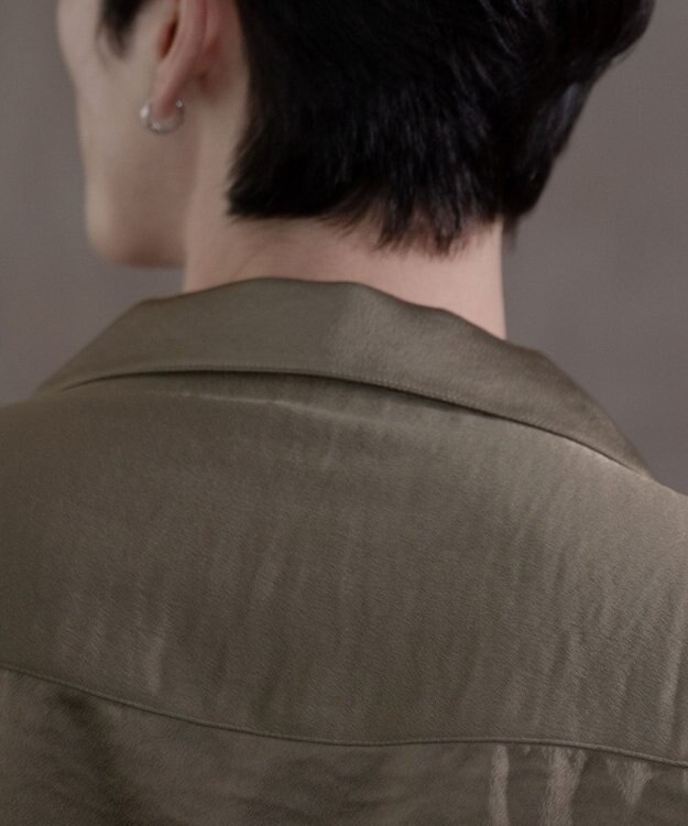 WEGO サテン刺繍シャツ（SS） カーキ