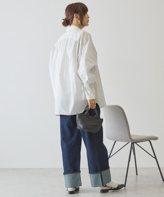 AMERICAN HOLIC 【イージーケア】バックギャザーリボンシャツ White