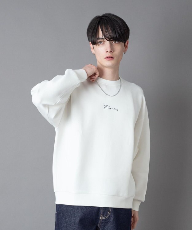 WEGO 【ユニセックス着用ITEM】アクセ付きフォトグラフィックプルオーバー ホワイト