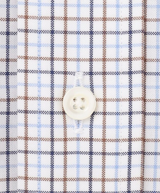 J.PRESS MEN 【EXTRA COMFORT / 形態安定・ストレッチ・抗菌防臭・速乾】ピンオックス サマーチェック 半袖シャツ/B.D. ブラウン系3