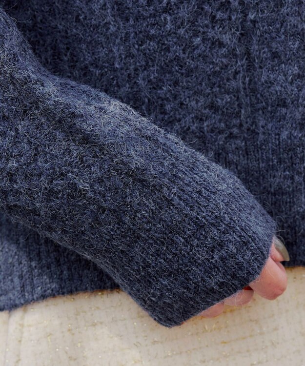 Tiaclasse 【洗える】ケーブル柄編みニットプルオーバー ブルー