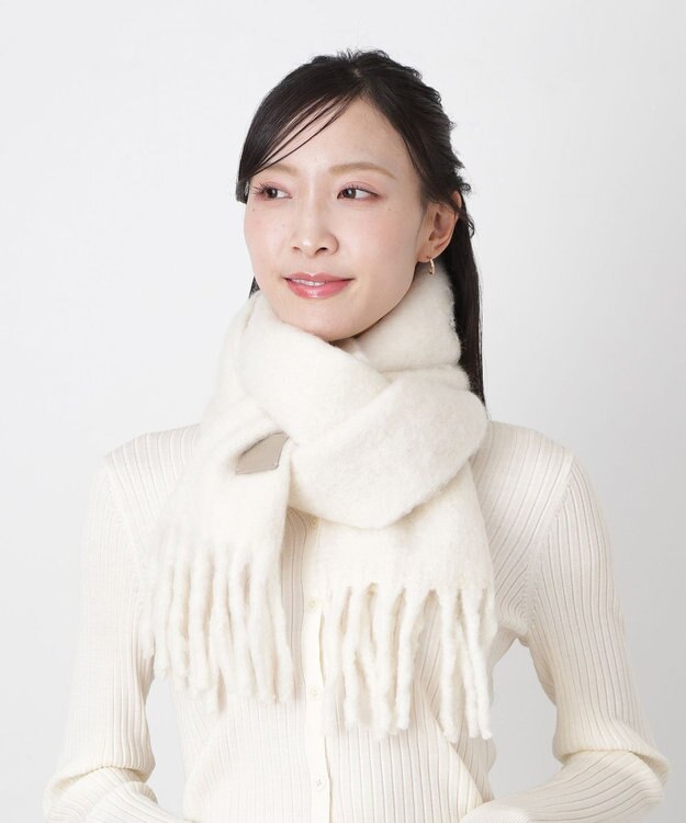 MOONBAT 【WEB限定】FURLA ウール混 ボリューム無地マフラー/幅25cm オフホワイト