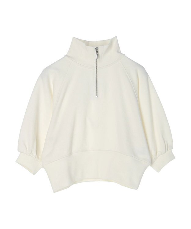 earth music&ecology ハーフジップショートプルオーバー Light Gray