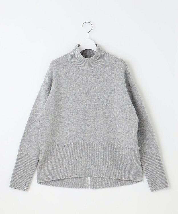 自由区 【洗える】ウールカシミヤブレンドラメスパンコールハイネック ニット グレーメランジ×シルバー