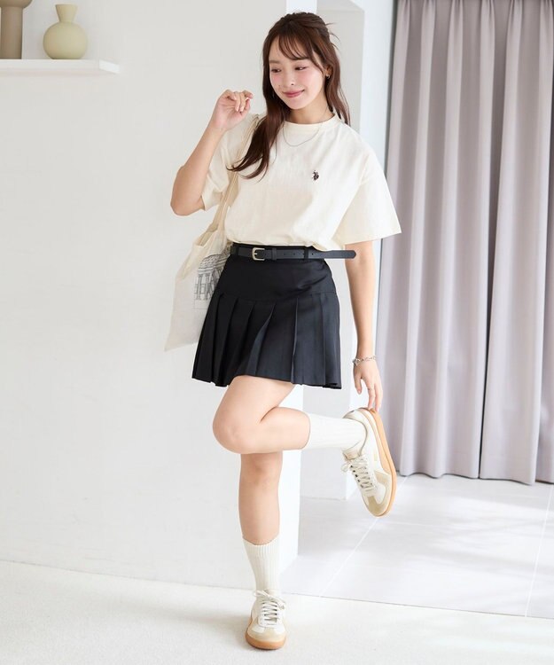 WEGO 【洗える/綿100%】USPOLOワンポイントTシャツ オフホワイト