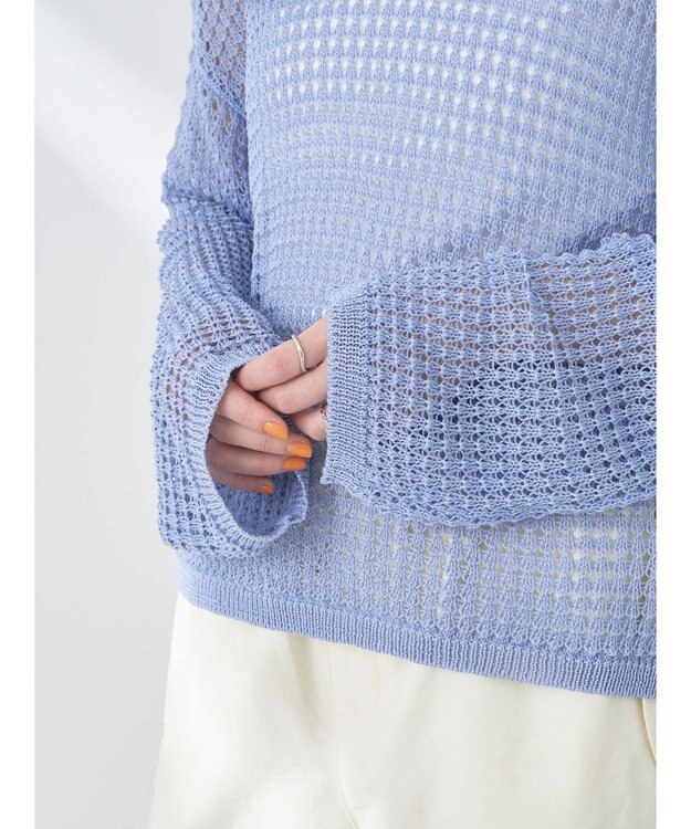 earth music&ecology レーシーニットプルオーバー Blue