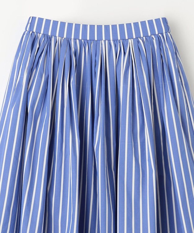 ANY 【ウエストゴム】タックギャザースカート ブルーストライプ