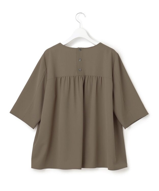 23区 L 【Lサイズ限定】ハイストレッチツイル ブラウス カーキ系