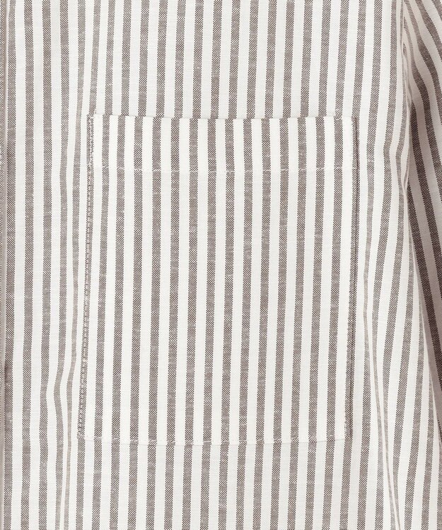 J.PRESS LADIES S リネンMIX ストライプ シャツ ブラウス ブラウンストライプ系