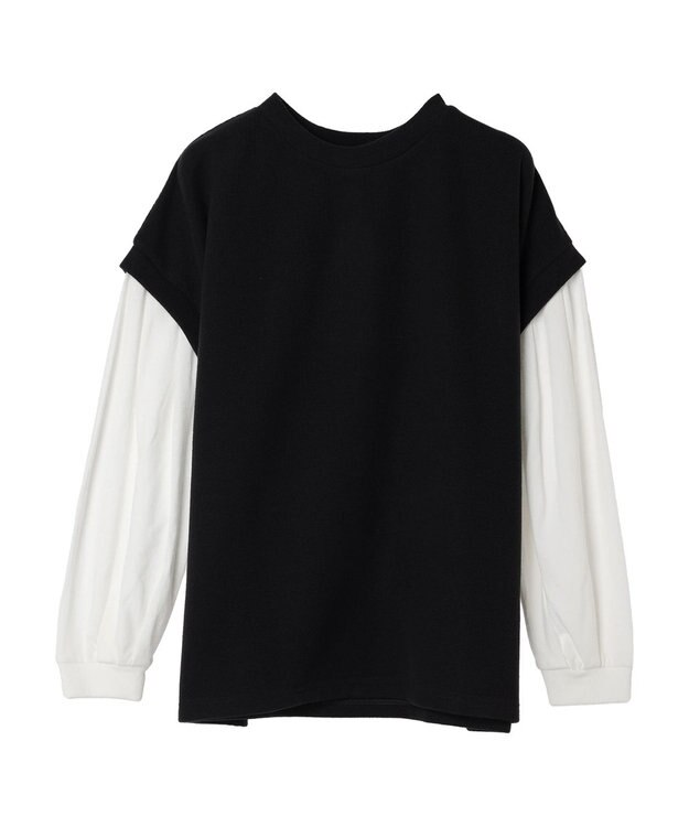 CRAFT STANDARD BOUTIQUE 起毛ワッフルレイヤード風プルオーバー Black