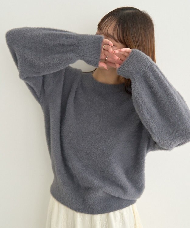 earth music&ecology ミニシャギープルオーバー Charcoal Gray