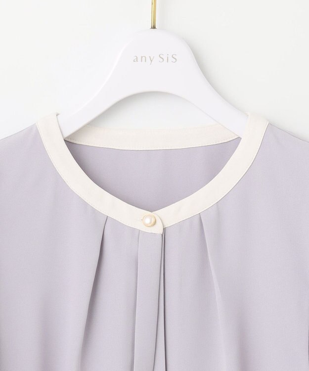 ANY SIS L 【洗える】2WAYバイカラーフレア ブラウス ラベンダー