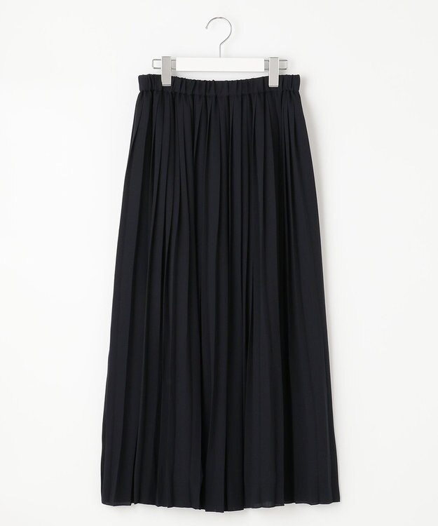 自由区 バックサテンアムンゼン プリーツスカート ネイビー系