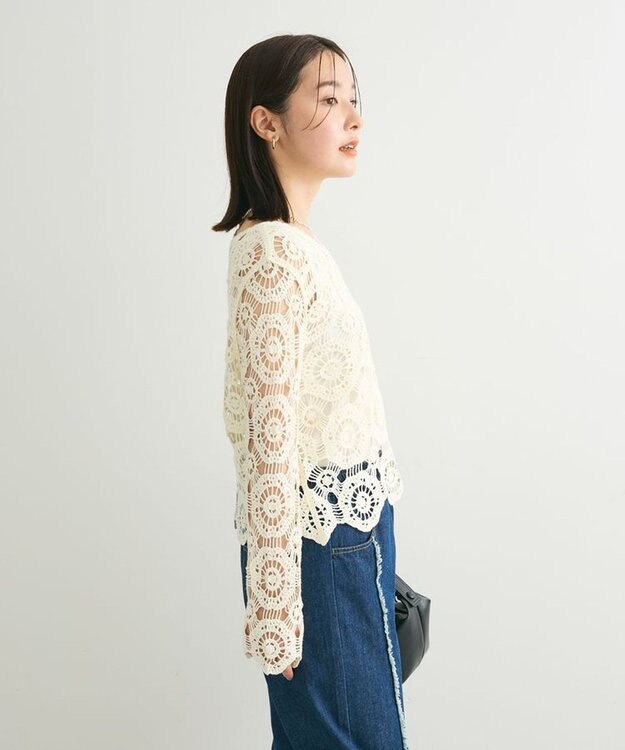 Green Parks ・ＳＵＧＡＲ　ＳＰＯＯＮ　クロシェフラワープルオーバー Off White