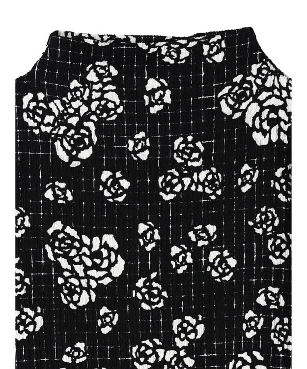 Green Parks ■ＥＳＣＡＲ　ボトルネッククレープカットプルオーバー Flower Black