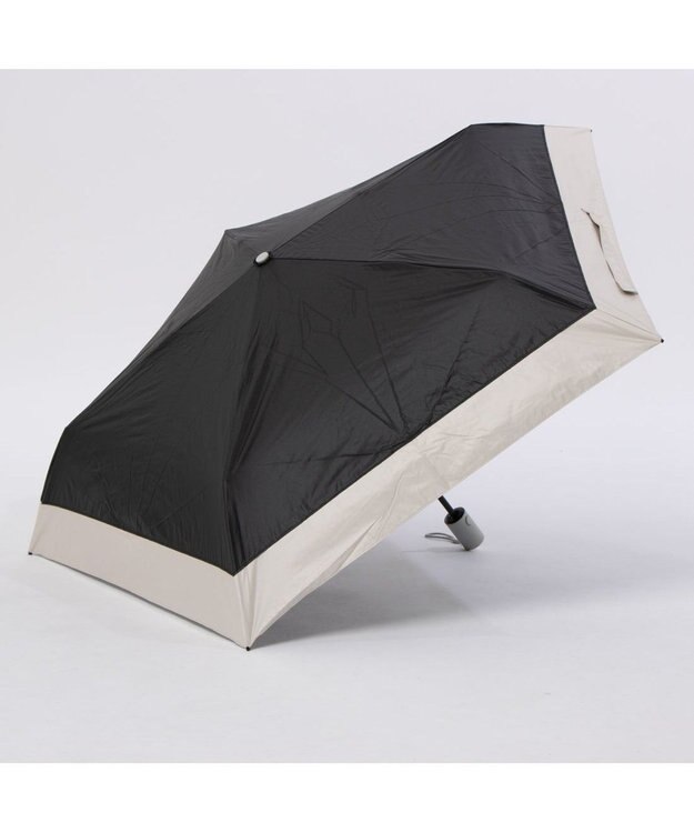 UNBILLION カシュネ cachenez /【晴雨兼用　日傘　UVカット率・遮光率100％生地使用 】PU軽量バイカラー自動開閉折りたたみ傘 ブラック